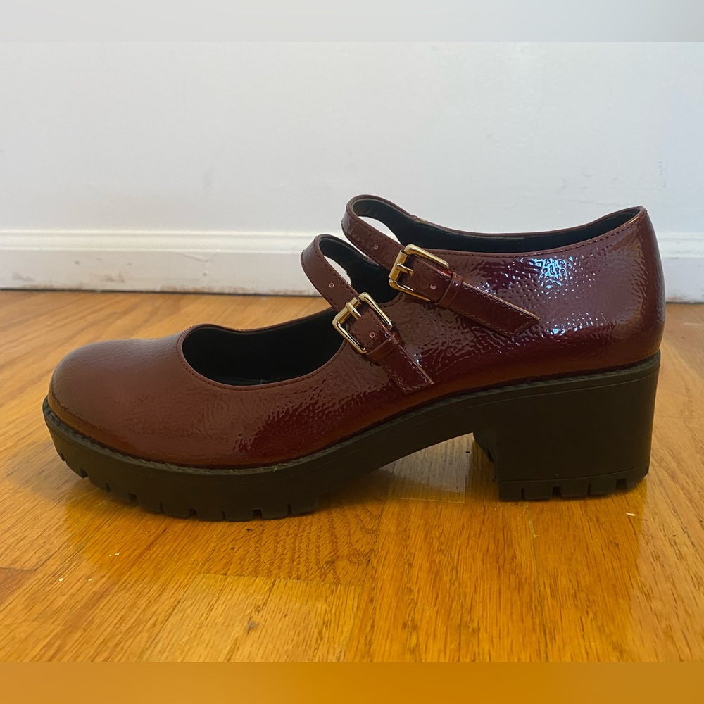 Burgundy Heeled Mary Janes